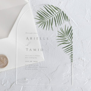 Invitations En Acrylique Mariage Palmier Aquarelle Moderne Areca