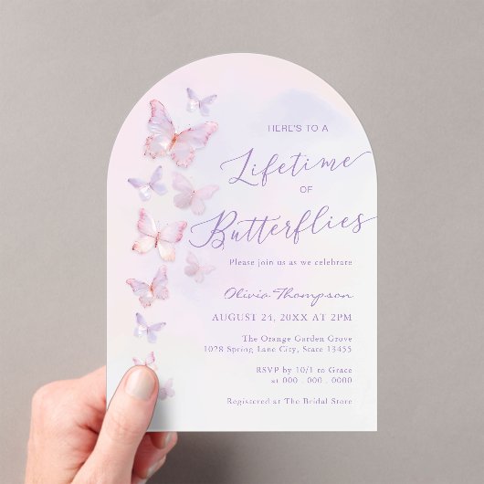 Invitations En Acrylique Mariage papillon violet  (In situ (ordinateur de poche))