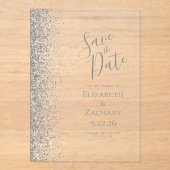 Invitations En Acrylique Mariage Parties scintillant argent Enregistrer la  (Recto)