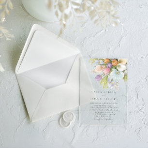 Invitations En Acrylique Mariage pastel floral aquarelle