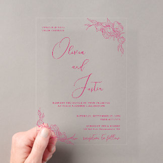 Invitations En Acrylique Mariage Peony Elegance
