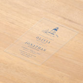 Invitations En Acrylique Mariage Phare Bleu Chic Côtiers (Poser)