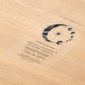 Invitations En Acrylique Mariage Phases de Lune Croissant Noir Céleste (Poser)