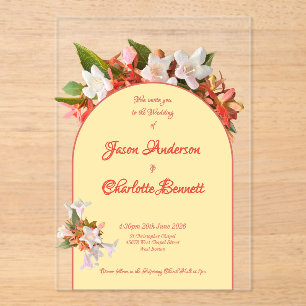 Invitations En Acrylique Mariage photo Butter Yellow & Honeysuckl