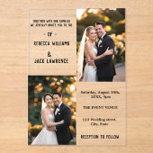 Invitations En Acrylique Mariage photo classique Elegant Gold (Recto)
