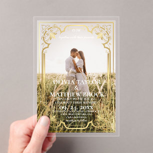 Invitations En Acrylique Mariage photo classique moderne