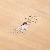 Invitations En Acrylique Mariage photo de couple rose pâle (Poser)