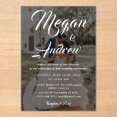 Invitations En Acrylique Mariage photo de script élégant moderne (Recto)