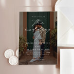 Invitations En Acrylique Mariage photo de script élégant moderne<br><div class="desc">Notre faire-part de mariage en acrylique Design Élégant combine élégance et touche moderne et personnalisée. Cette invitation acrylique unique présente vos détails mariages en calligraphie blanche délicate, superposée sur votre photo fiançailles verticale. Un subtil calque de transparence noire assure que votre texte se démarque magnifiquement par rapport à la photo,...</div>