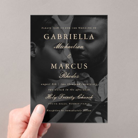 Invitations En Acrylique Mariage photo de superposition de la typographie c (In situ (ordinateur de poche))