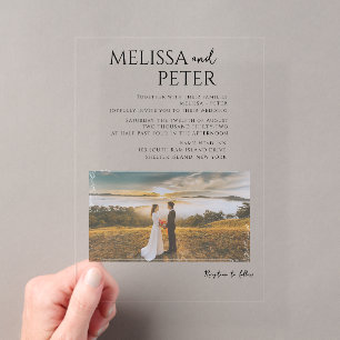 Invitations En Acrylique Mariage Photo Élégant