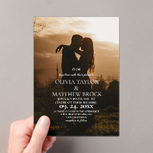 Invitations En Acrylique Mariage photo élégant minimaliste moderne
