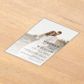 Invitations En Acrylique Mariage photo élégant QR Code (Poser)