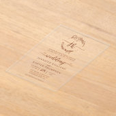 Invitations En Acrylique Mariage photo Floral Wreath Terracotta Monogram (Poser)