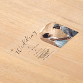 Invitations En Acrylique Mariage photo minimaliste (Poser)