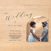 Invitations En Acrylique Mariage photo minimaliste (Recto)