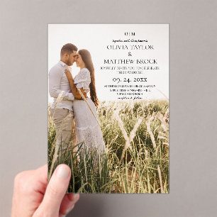 Invitations En Acrylique Mariage photo minimaliste moderne
