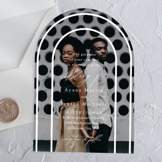 Invitations En Acrylique Mariage photo moderne élégant Arch