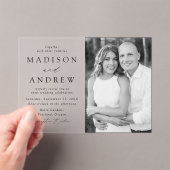 Invitations En Acrylique Mariage photo moderne élégant en noir (In situ (ordinateur de poche))