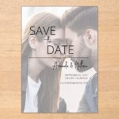 Invitations En Acrylique Mariage photo moderne Enregistrer la date (Recto)