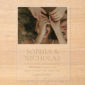 Invitations En Acrylique Mariage photo moderne or simple (Recto)