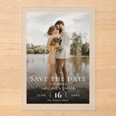 Invitations En Acrylique Mariage photo moderne simple et élégant Enregistre (Recto)