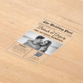 Invitations En Acrylique Mariage photo noir et blanc du journal mariage (Poser)