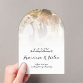 Invitations En Acrylique Mariage photo personnalisé en forme d'arc élégant (In situ (ordinateur de poche))