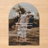 Invitations En Acrylique Mariage photo romantique stylish Script superposit (Recto)