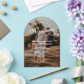 Invitations En Acrylique Mariage photo romantique stylish Script superposit (Insitu (Mariage))