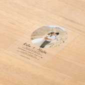 Invitations En Acrylique Mariage photo rond noir et blanc simple (Poser)