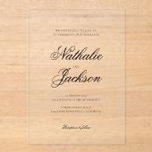 Invitations En Acrylique Mariage Photo Script Élégant Classique (Recto)