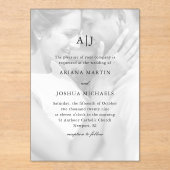 Invitations En Acrylique Mariage photo simple avec monogramme classique (Recto)