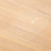 Invitations En Acrylique Mariage photo simple et moderne Monogramme (Poser)