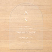 Invitations En Acrylique Mariage photo simple et moderne Monogramme (Recto)