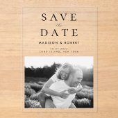 Invitations En Acrylique Mariage Photo Simple Moderne Enregistrer La Date (Recto)