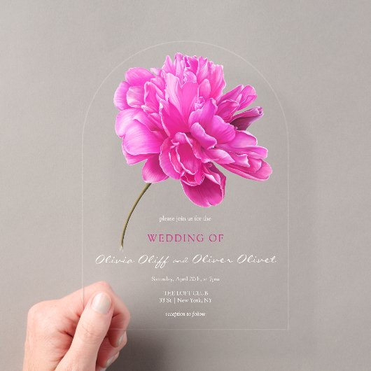 Invitations En Acrylique Mariage Pivoine Rose Clair (In situ (ordinateur de poche))