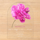 Invitations En Acrylique Mariage Pivoine Rose Clair (Recto)