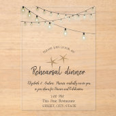 Invitations En Acrylique Mariage plage, Lights Rehearsal Seashell Diner (Recto)