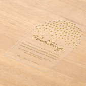 Invitations En Acrylique Mariage - Pois Dorés - Blanc & Or (Poser)