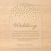 Invitations En Acrylique Mariage - Pois Dorés - Blanc & Or (Recto)