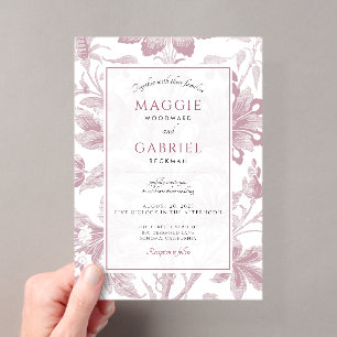 Invitations En Acrylique Mariage Poussiéreux Rose Pâle Floral Givré