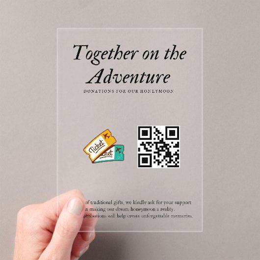 Invitations En Acrylique Mariage Registre Honeymoon Fund Qr Code Cadeau (In situ (ordinateur de poche))