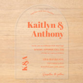 Invitations En Acrylique Mariage rétro de charme nostalgique (Recto)