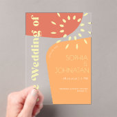 Invitations En Acrylique Mariage rétro été orange jaune gras typographie (In situ (ordinateur de poche))
