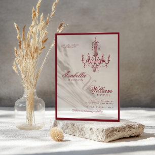 Invitations En Acrylique Mariage Rétro Rouge Profond Classique et Intempore
