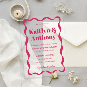 Invitations En Acrylique Mariage Rétro Ruban Coquette Curvy