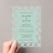 Invitations En Acrylique Mariage Retro Super Green Checkerboard (In situ (ordinateur de poche))