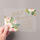 Invitations En Acrylique Mariage Robe de soirée Script dentelle dorée Fleur (In situ (ordinateur de poche))