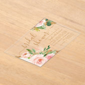 Invitations En Acrylique Mariage Robe de soirée Script dentelle dorée Fleur (Poser)